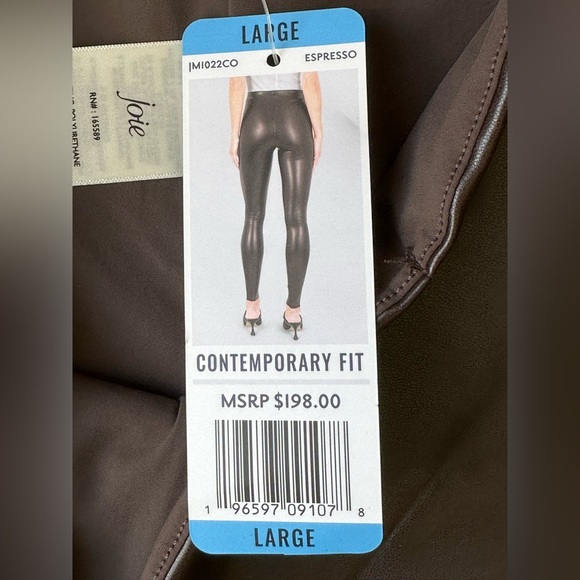 Joie Faux Leather Leggings in Espresso size Large NWT - Picture 7 of 13